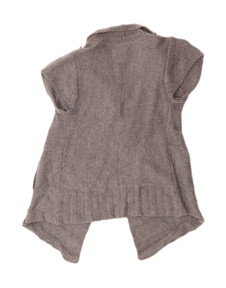 White Stuff Cárdigan abierto de manga corta para mujer, talla 40, talla pequeña, lana gris