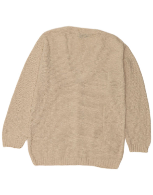 Quattro Castella Mens Cardigan Sweater Large Beige Cotton