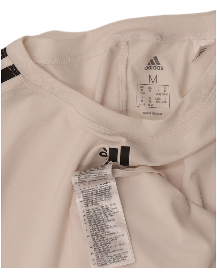 Adidas Camiseta gráfica para mujer Top UK 12/14 Medio Blanco Poliéster