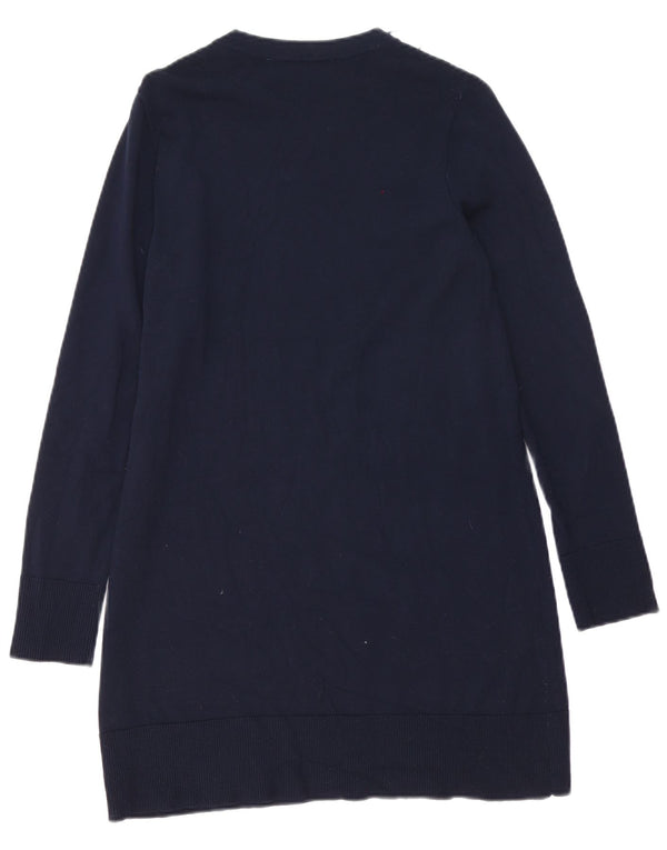 Zara Mujer Vestido Jersey De Manga Larga UK 10 Small Azul Marino