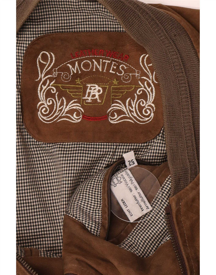 Montes Chaqueta bomber de ante para hombre EU 52 XL Cuero marrón