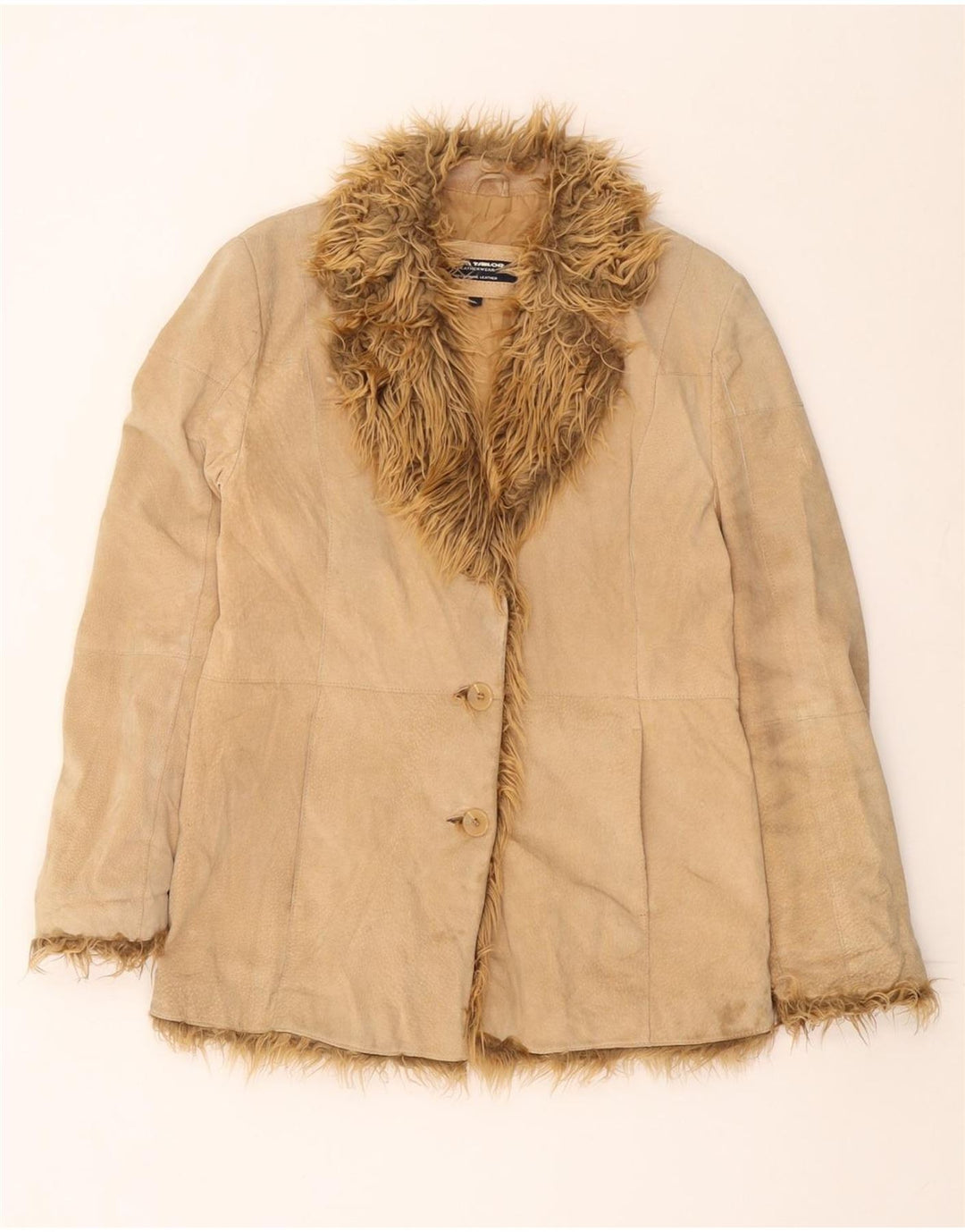 TOM TAILOR Chaqueta de ante para mujer UK 46 Cuero beige grande