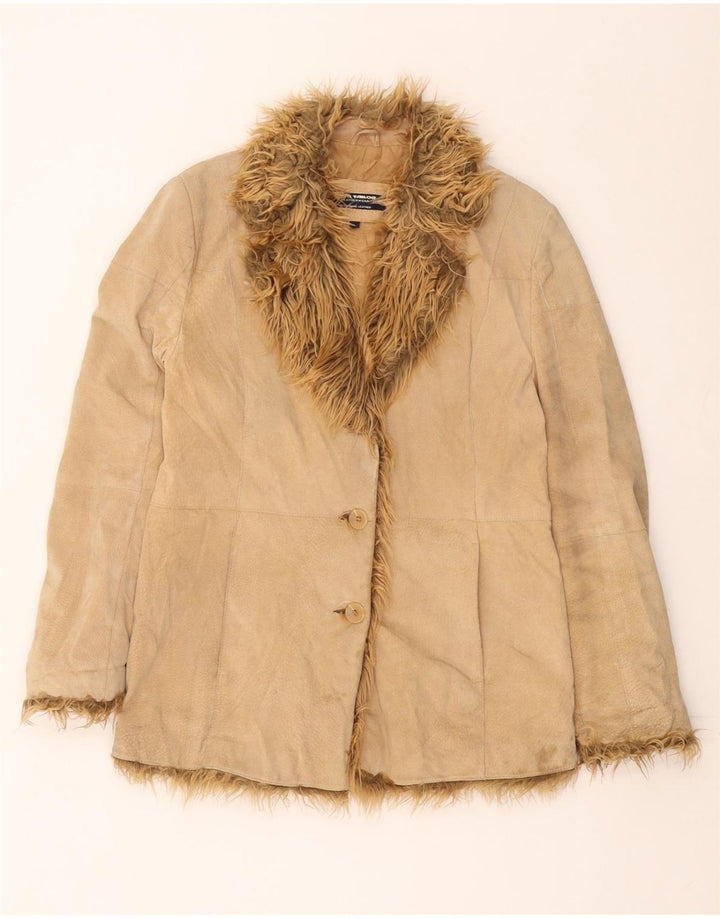TOM TAILOR Chaqueta de ante para mujer UK 46 Cuero beige grande