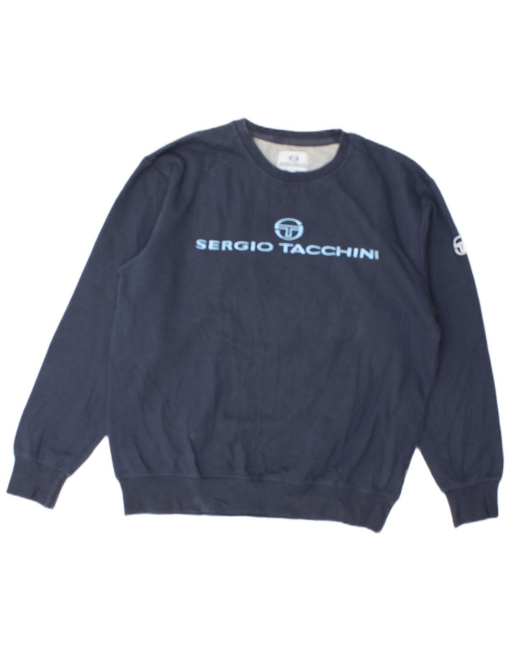 SERGIO TACCHINI Sudadera Estampada Hombre Jersey Medio Azul Marino Algodón
