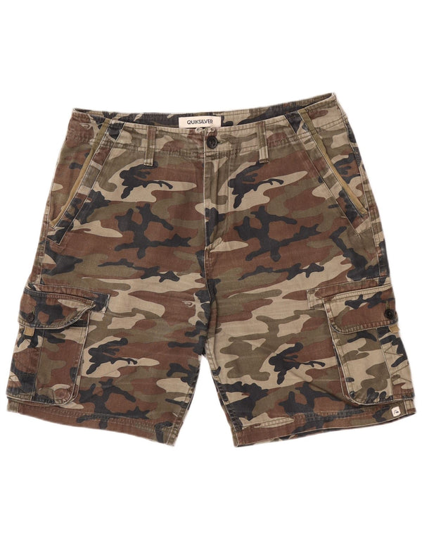 Quiksilver Mens Regular Cargo Shorts W32 Medium Khaki Camuflaje Algodón