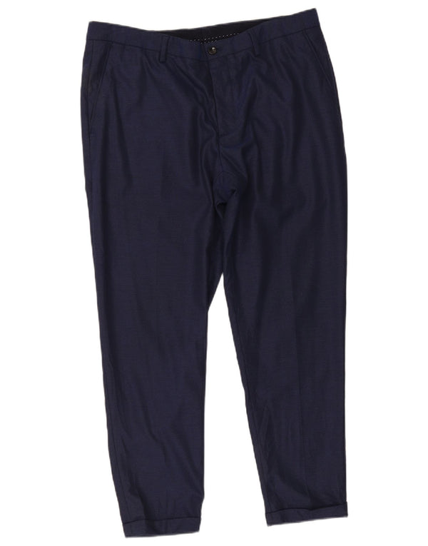 Zara Mens Slim Chino Pantalones EU 44 Large W34 L27 Azul Marino