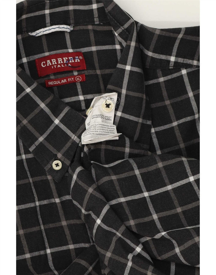 Camisa Carrera Regular Fit Hombre XL Algodón A Cuadros Gris