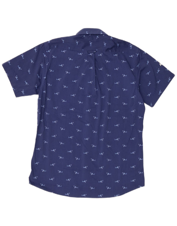 Izod Camisa de manga corta con estampado abstracto para hombre Poliéster azul grande