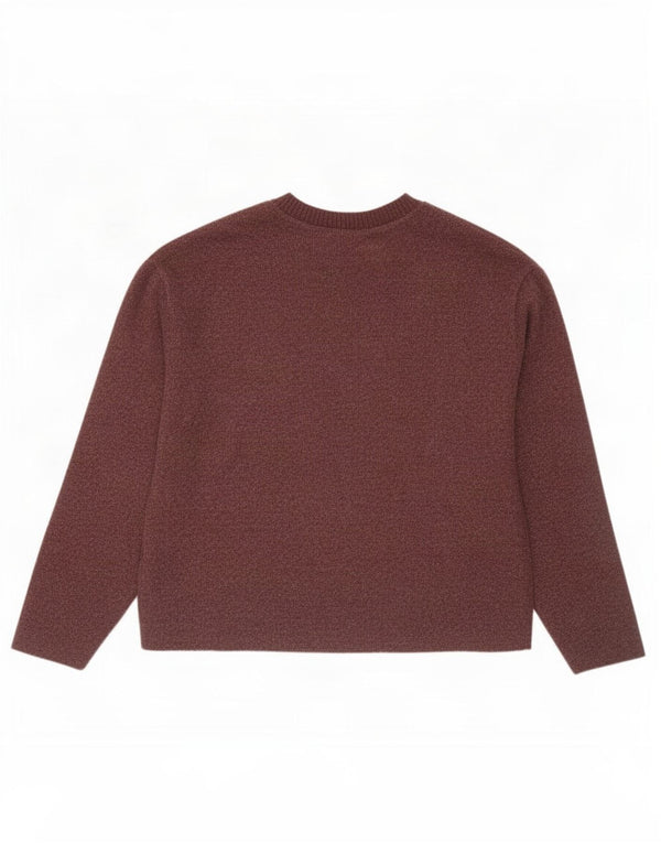Zara Mujer Top Manga Larga UK 44 Poliéster Moteado Burdeos Medio
