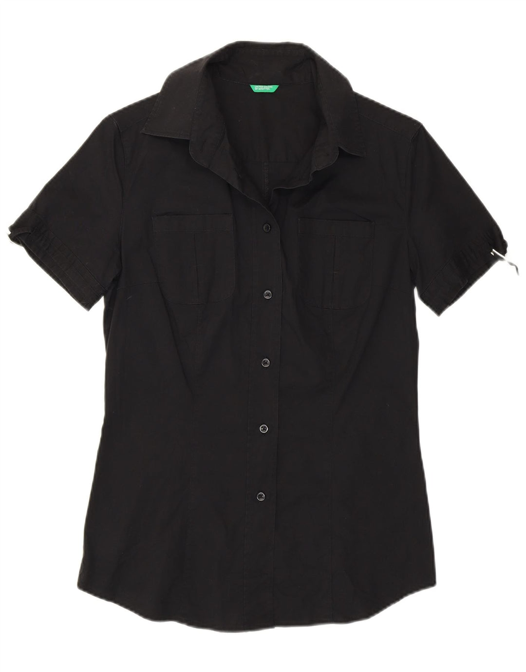 BENETTON Camisa de manga corta para mujer UK 42 Mediana Negro