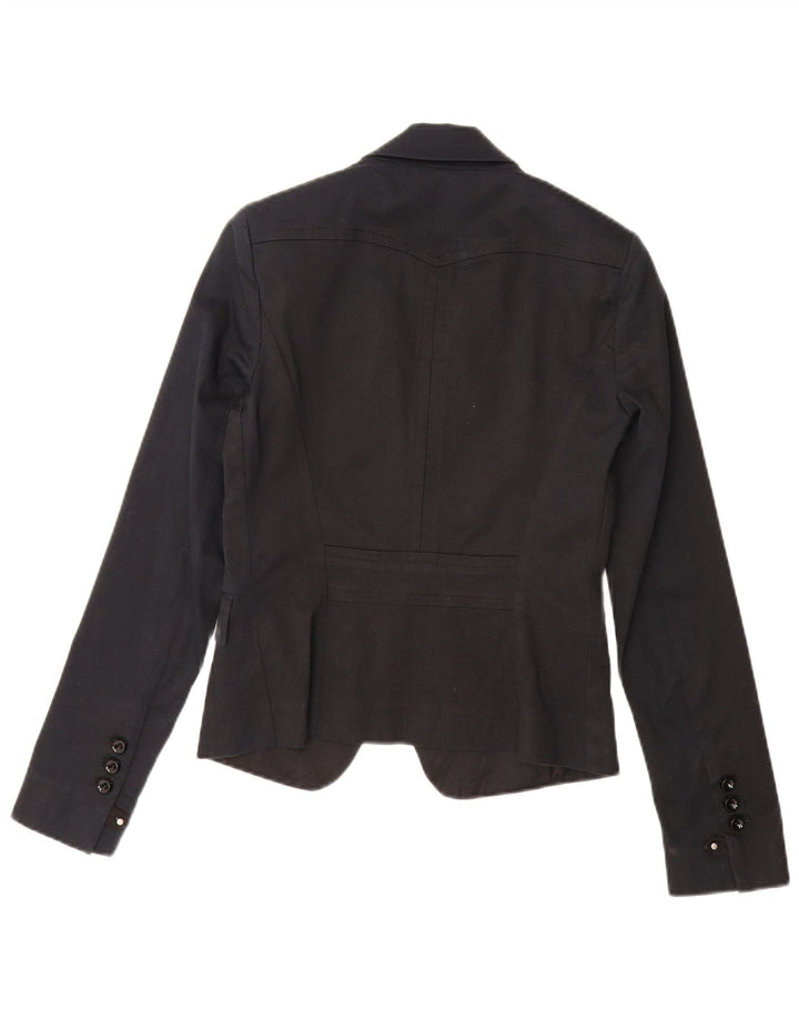 PINKO Chaqueta tipo blazer con 1 botón para mujer UK 10 Small Black Cotton