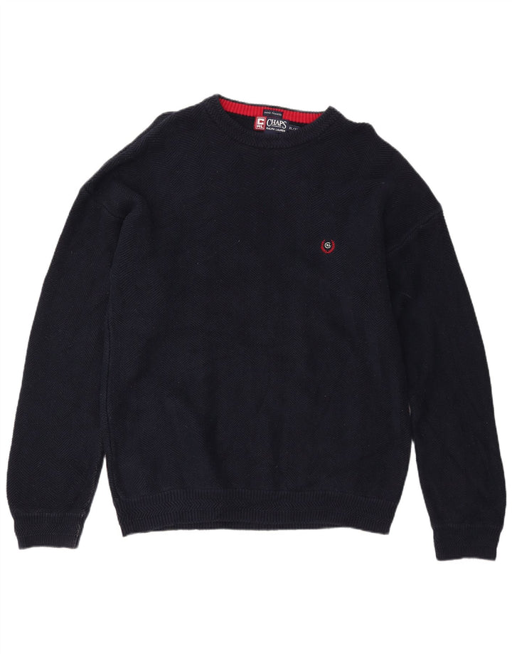 CHAPS RALPH LAUREN Jersey con cuello barco para hombre XL Azul marino Espiga