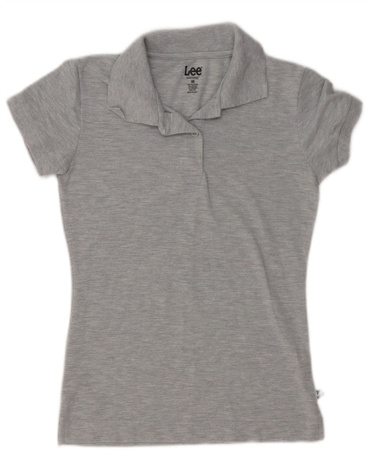 Polo Lee para mujer UK 40 Algodón moteado gris medio