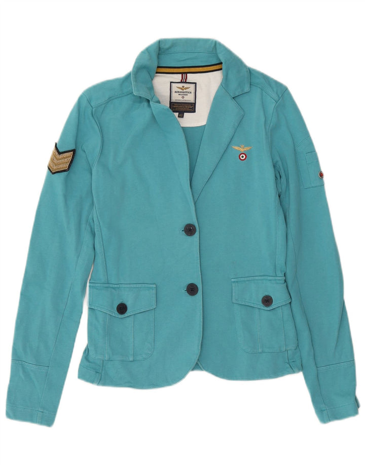 Aeronautica Militare Chaqueta Blazer de 2 Botones para Mujer IT 42 Algodón Azul Medio
