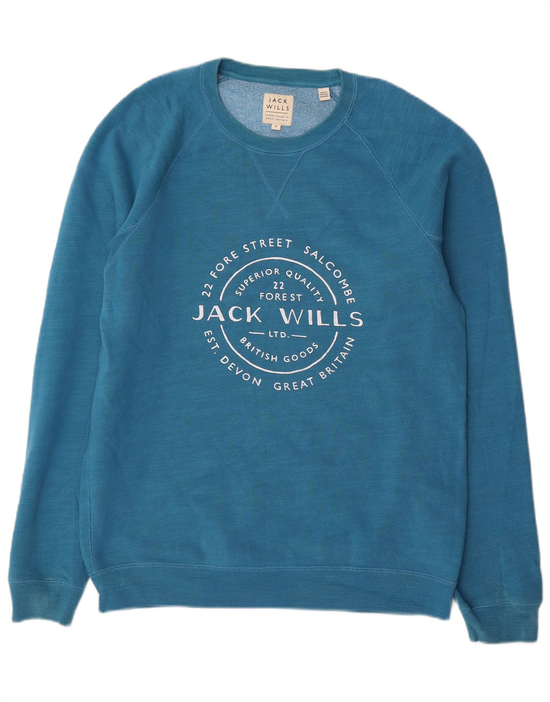 Jack Wills Hombre Sudadera Gráfica Jersey De Algodón Azul Medio