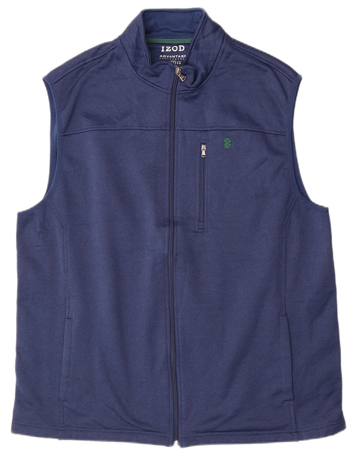 IZOD Chaqueta superior de chándal sin mangas para hombre XL Poliéster azul marino
