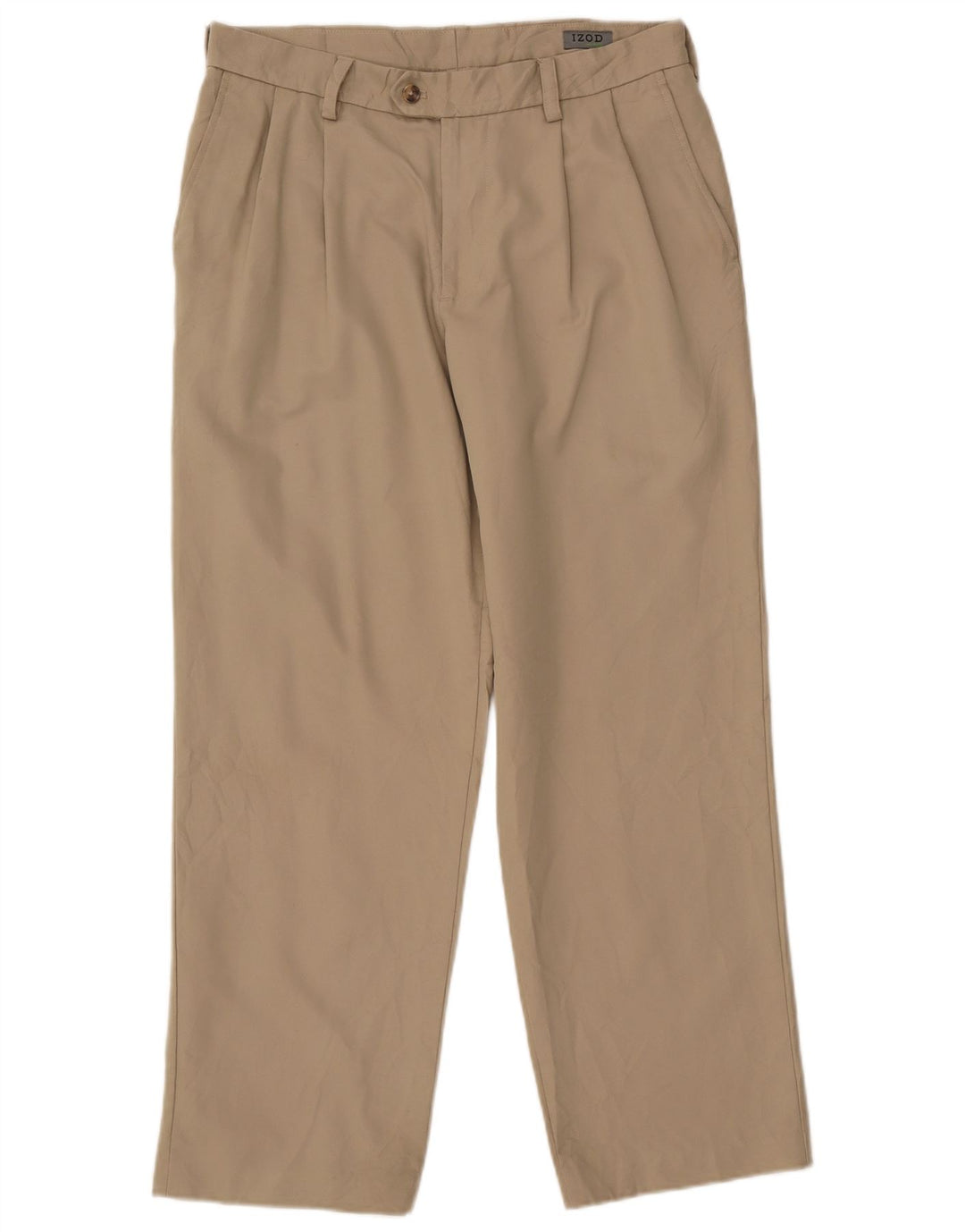 IZOD Pantalón chino con pinzas para hombre W32 L30 Poliéster beige