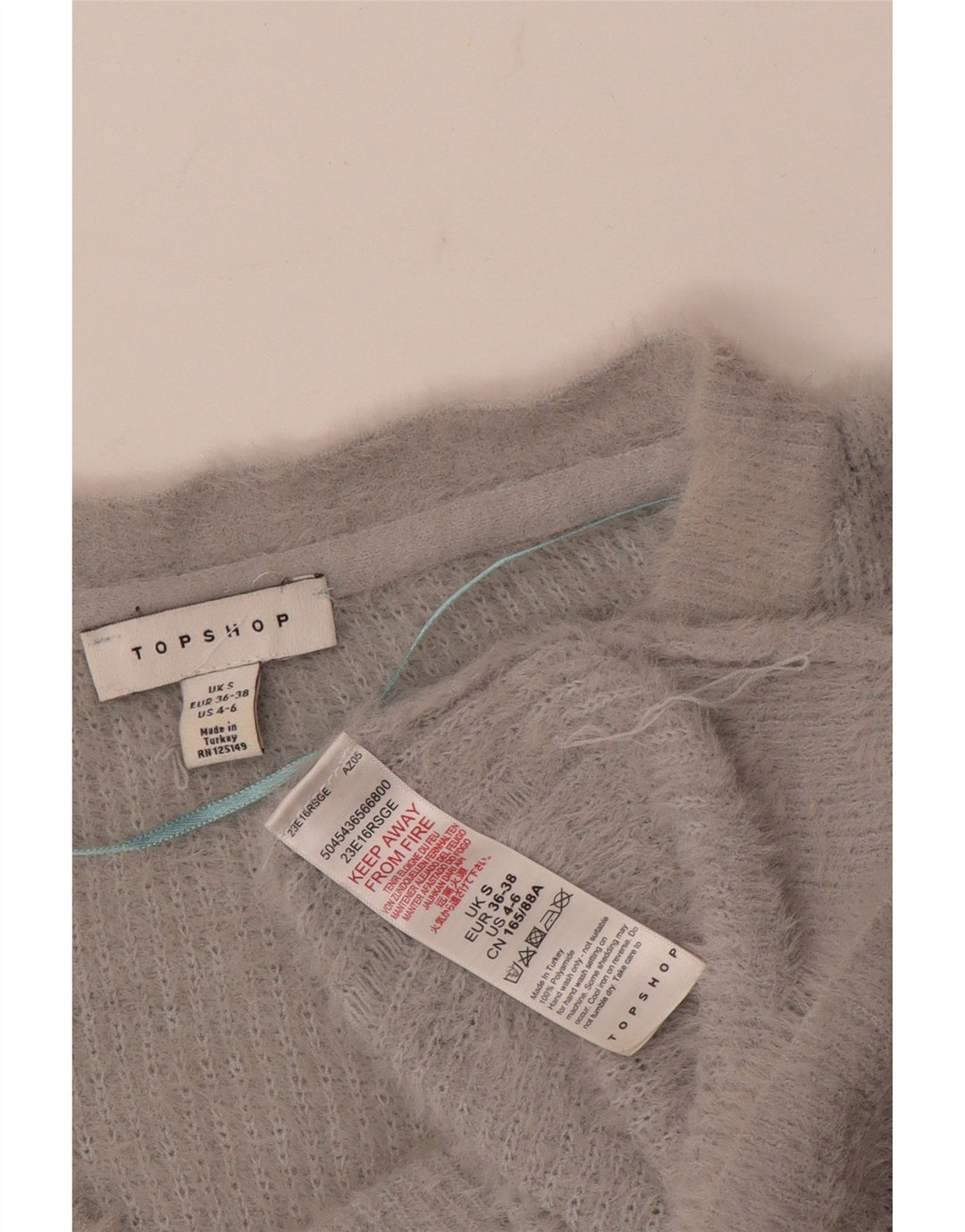 Topshop Suéter tipo jersey de gran tamaño con cuello en V para mujer UK 10 Small Grey