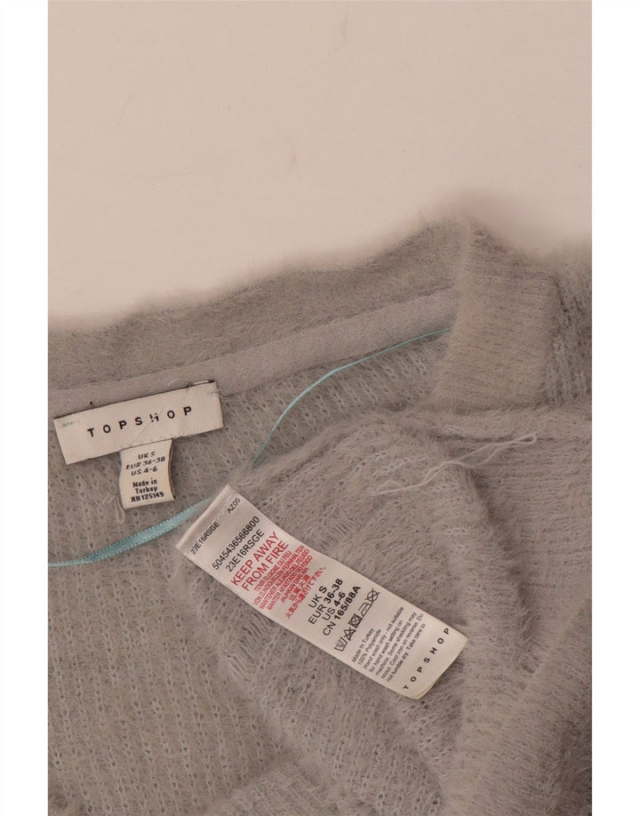 Topshop Suéter tipo jersey de gran tamaño con cuello en V para mujer UK 10 Small Grey