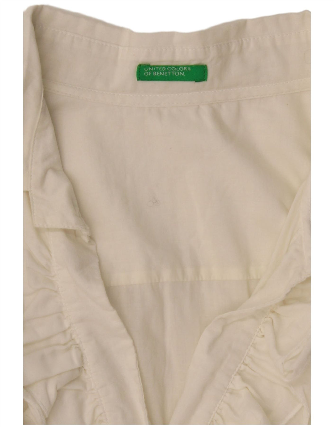BENETTON Camisa con volantes en la parte delantera para mujer UK 44 Large Off White