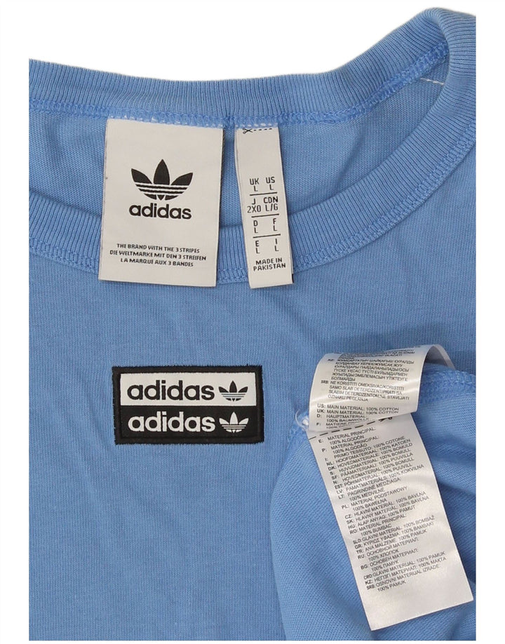 Adidas Hombre Camiseta Gráfica De Manga Larga De Algodón Color Block Azul Grande