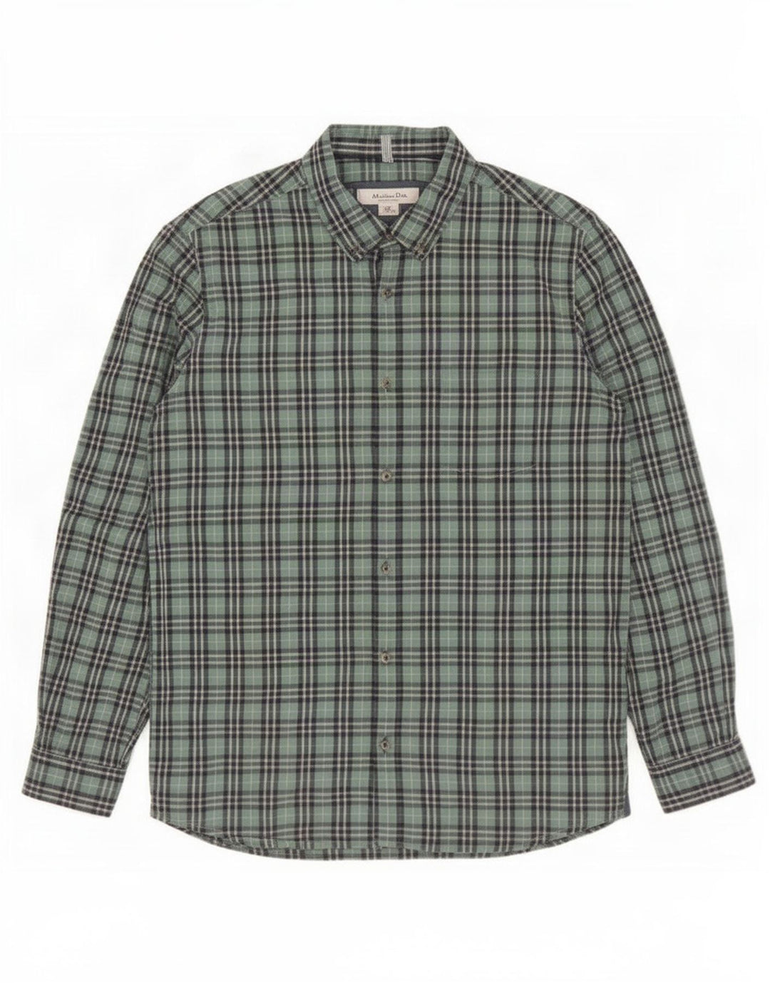Massimo Dutti Camisa Niño 13-14 Años Cuadros Verde Algodón