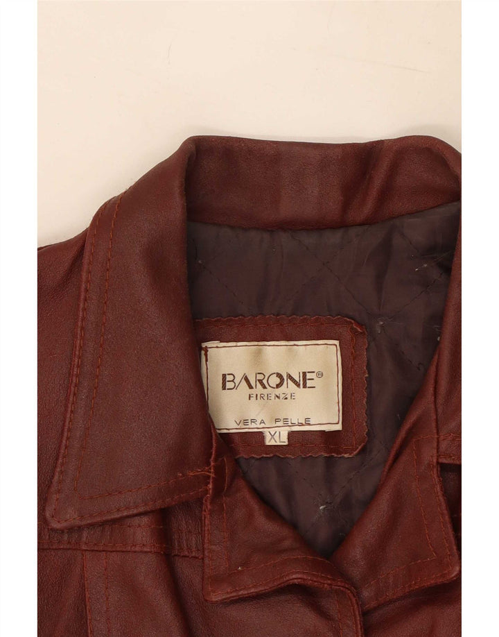 Barone Chaqueta de Cuero para Mujer UK 40 XL Marrón