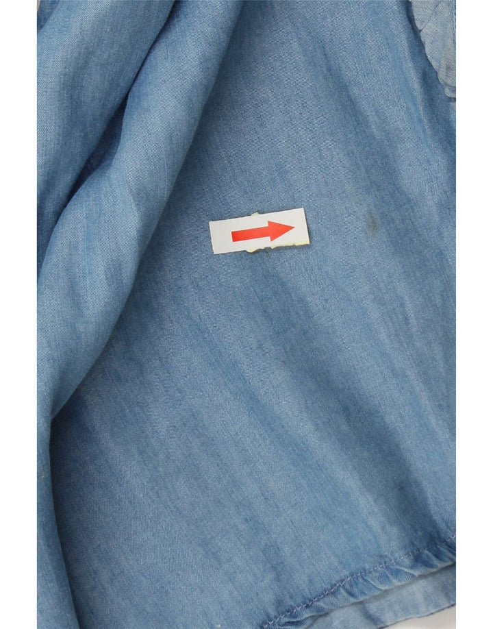 Marks & Spencer Camisa con volantes en la parte delantera para mujer UK 20 2XL Algodón azul