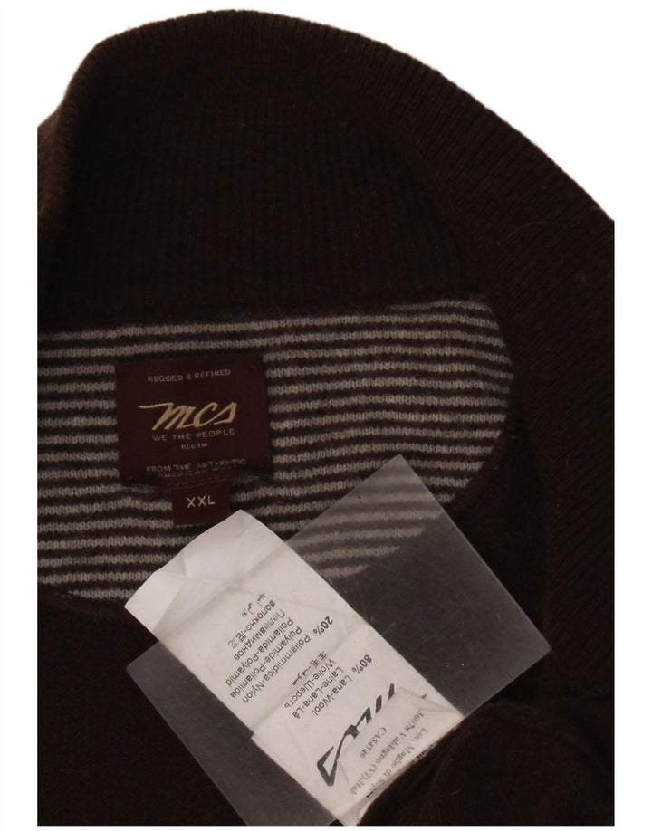 Marlboro Classics - Jersey con cuello y cremallera para hombre, talla 2XL, lana marrón