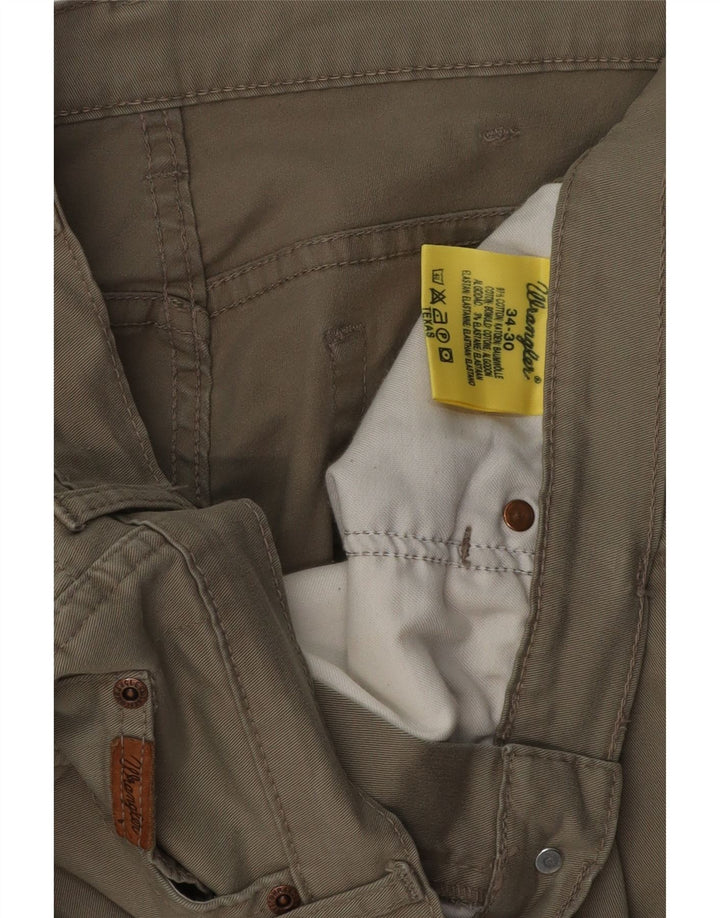 WRANGLER Pantalones casuales rectos Texas para hombre W34 L30 Algodón caqui