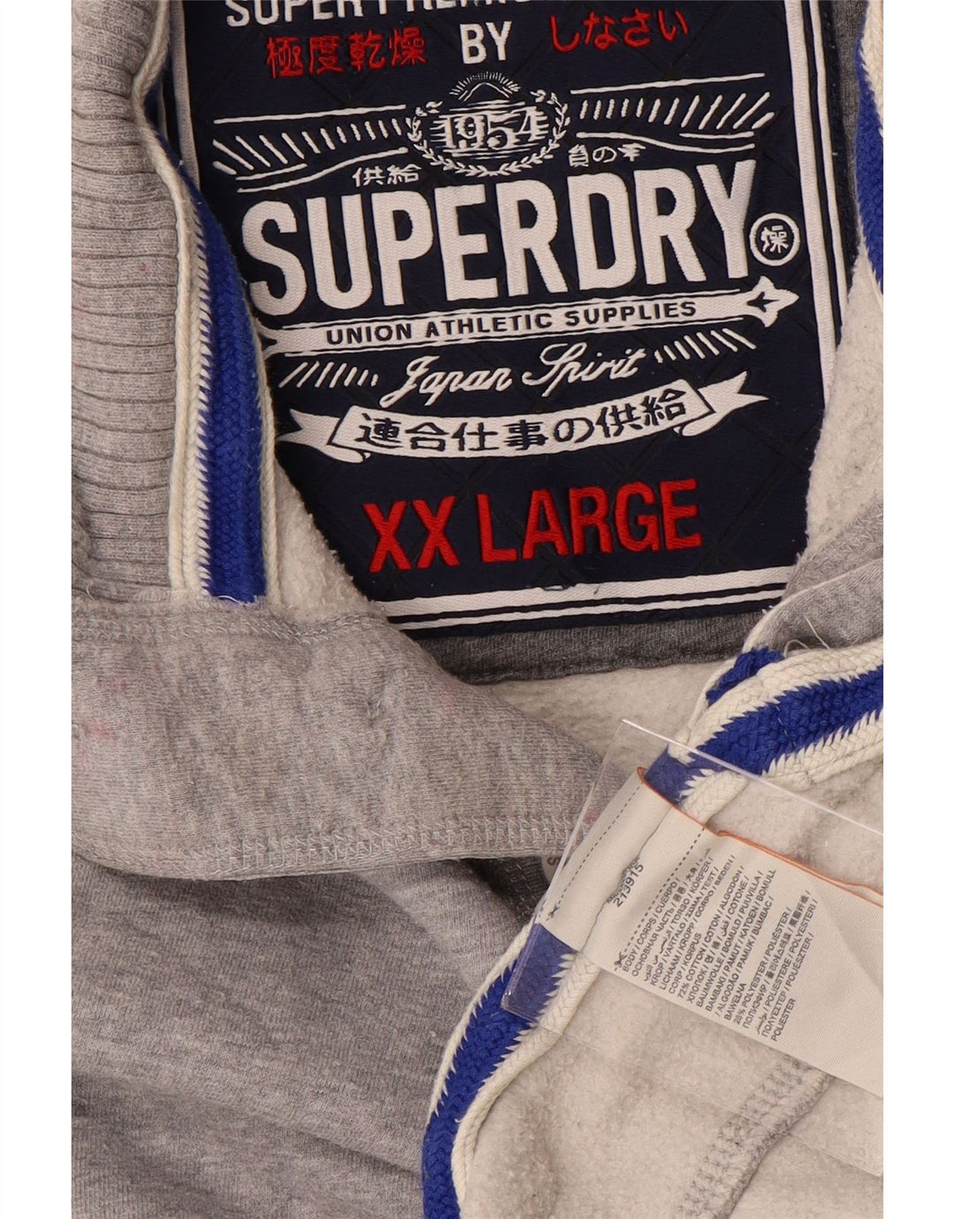 SUPERDRY Sudadera con cuello y botones gráficos para hombre Jumper 2XL Gris moteado
