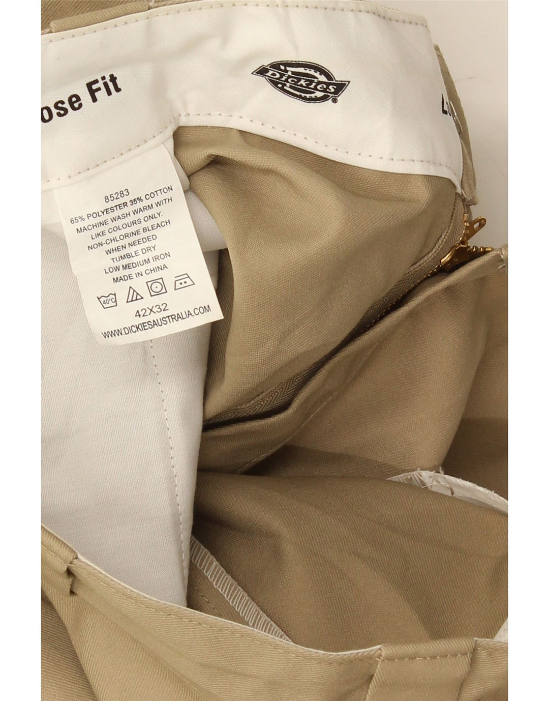 Dickies Pantalones cargo holgados para hombre W42 L32 Poliéster beige
