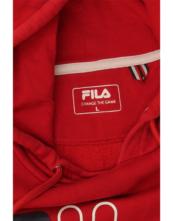 Fila - Sudadera con capucha para hombre, diseño gráfico, talla grande, algodón rojo
