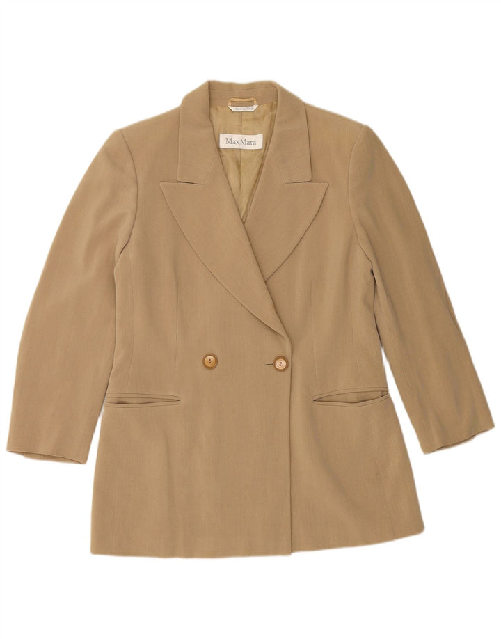 MAX MARA Chaqueta tipo blazer con doble botonadura para mujer UK 40 Lana beige grande