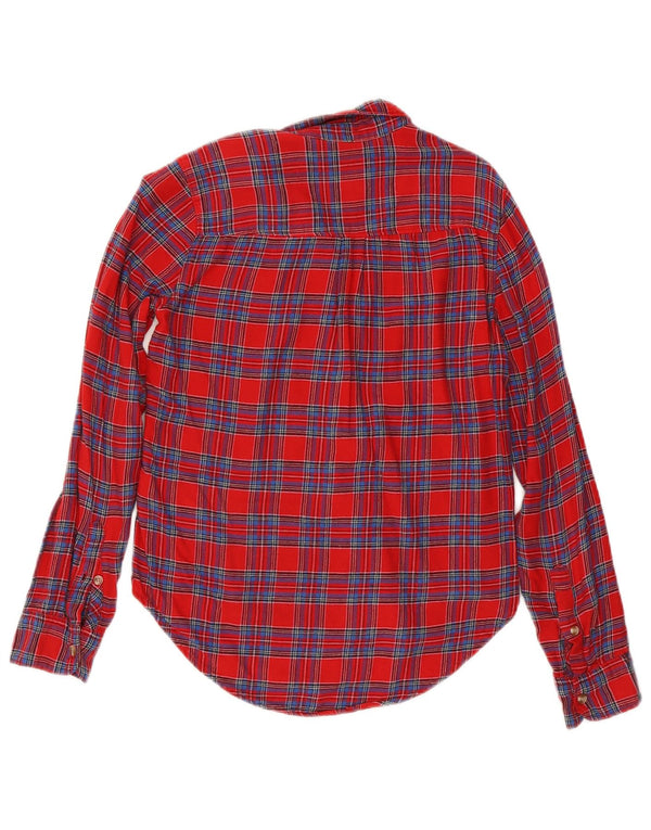 Abercrombie & Fitch Camisa de franela para mujer UK 6 XS Algodón a cuadros rojos