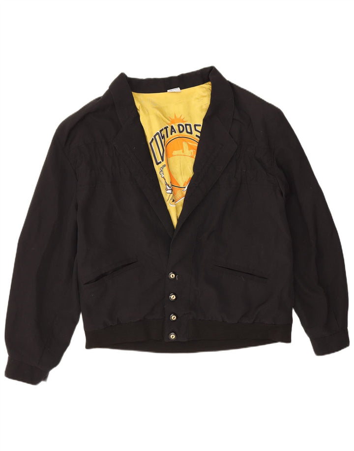 Vintage hombres bomber chaqueta grande algodón negro