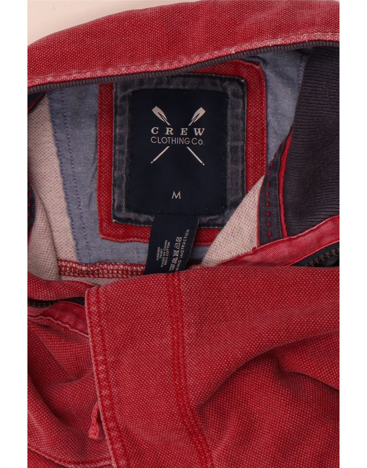 Crew Clothing - Sudadera con cuello y cremallera para hombre, jersey de algodón rojo mediano