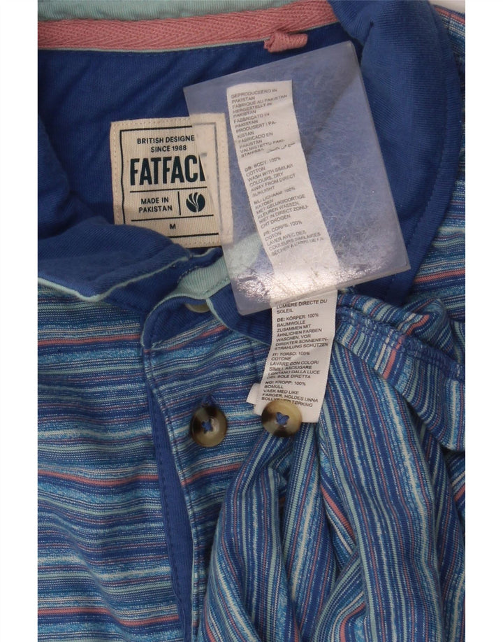 FAT FACE Polo de hombre de algodón a rayas azul medio