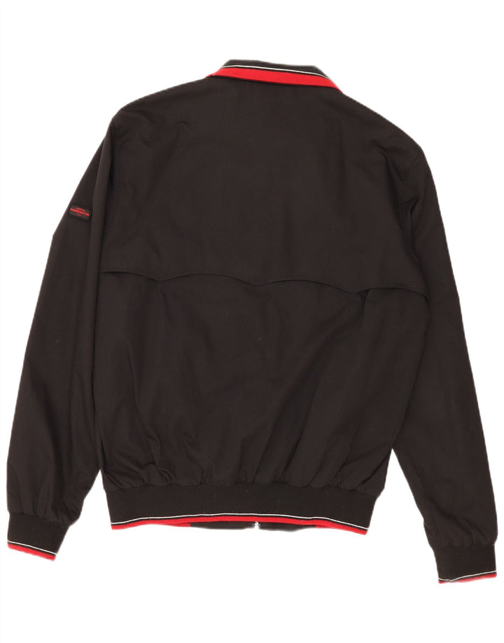 Vintage hombres bomber chaqueta Reino Unido 44 2XL negro poliéster retro