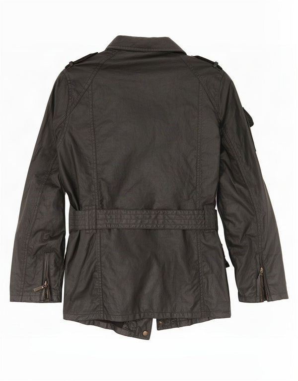 Barbour Chaqueta militar de piel sintética para mujer UK 44 Grande Poliéster negro