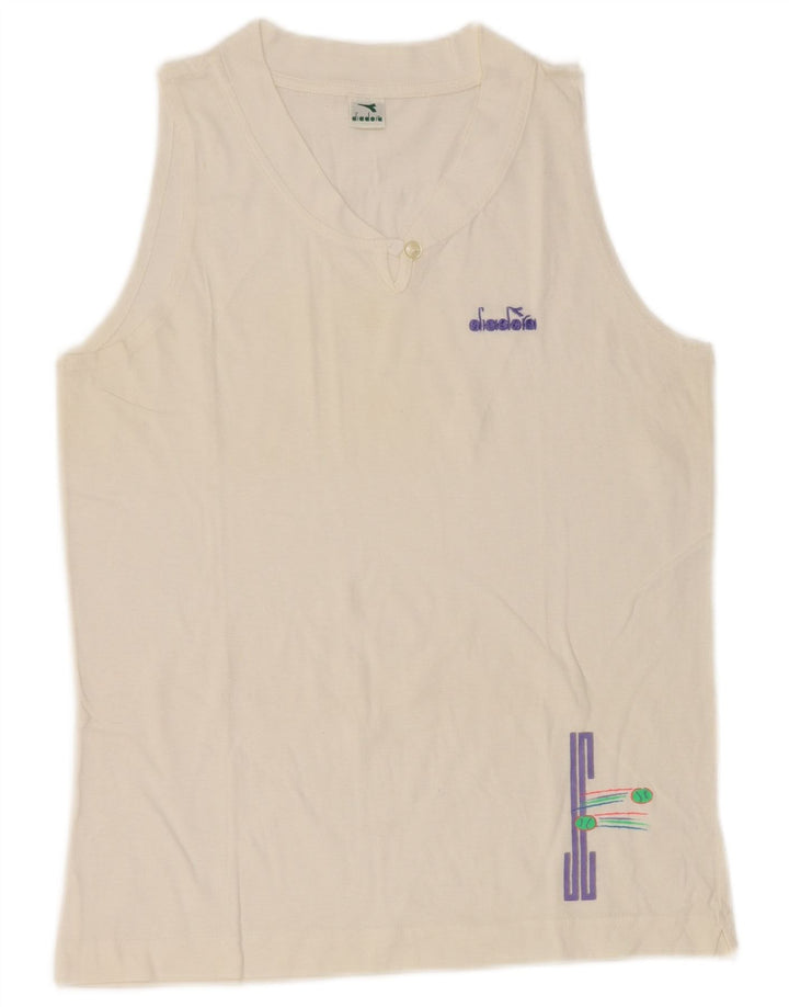 Diadora Camiseta sin mangas para mujer UK 12 Medium White