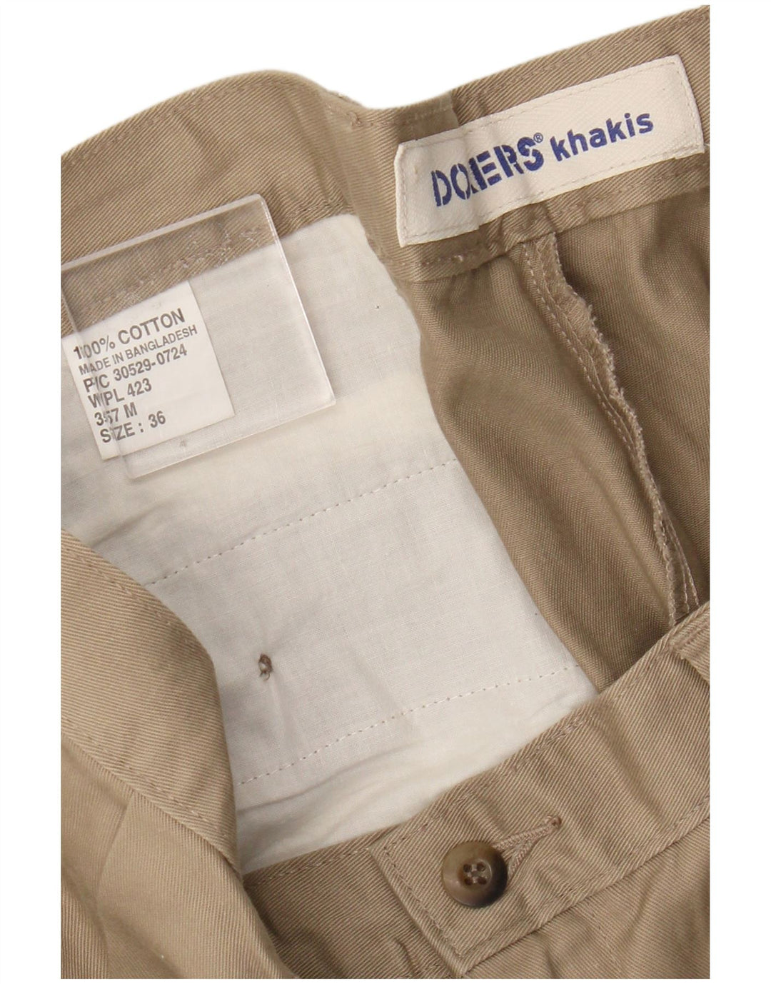 DOCKERS Pantalones cortos chinos con pinzas color caqui para hombre W36 Algodón beige grande