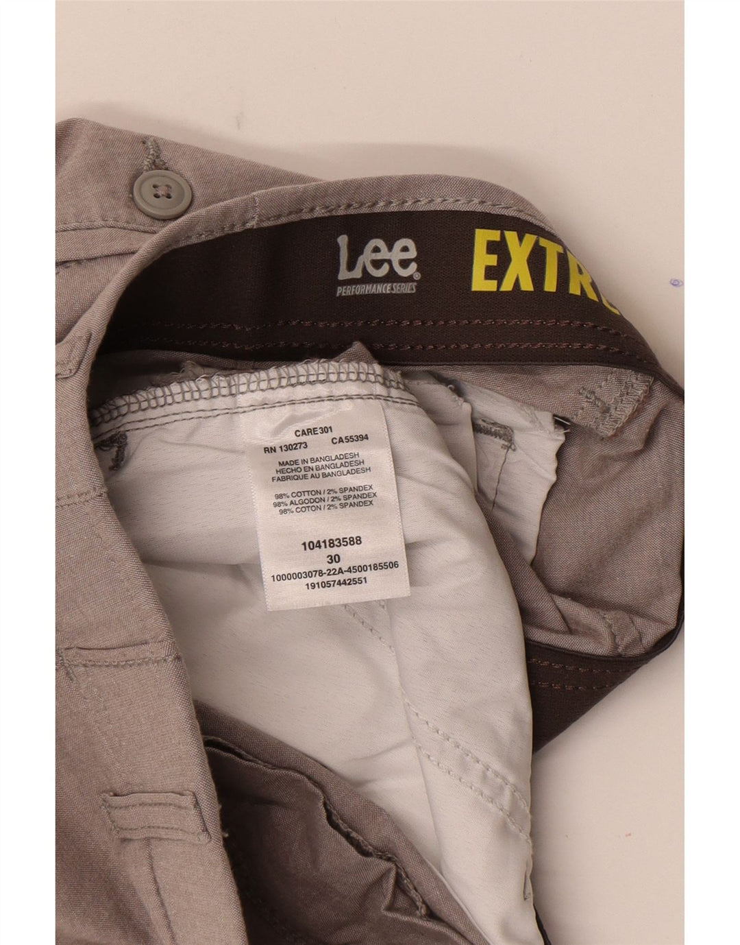 Pantalones cortos chinos Lee para hombre W30 de algodón gris medio