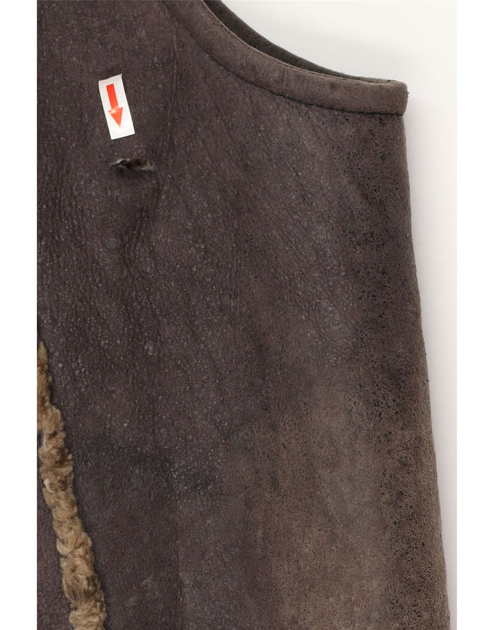 Chaleco cerrado de piel de oveja para hombre XL Marrón