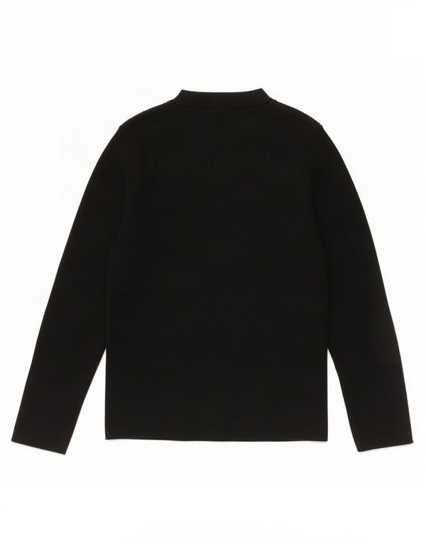 Zara Womens Crop Top 3/4 Sleeve UK 12 Medium Black Viscose