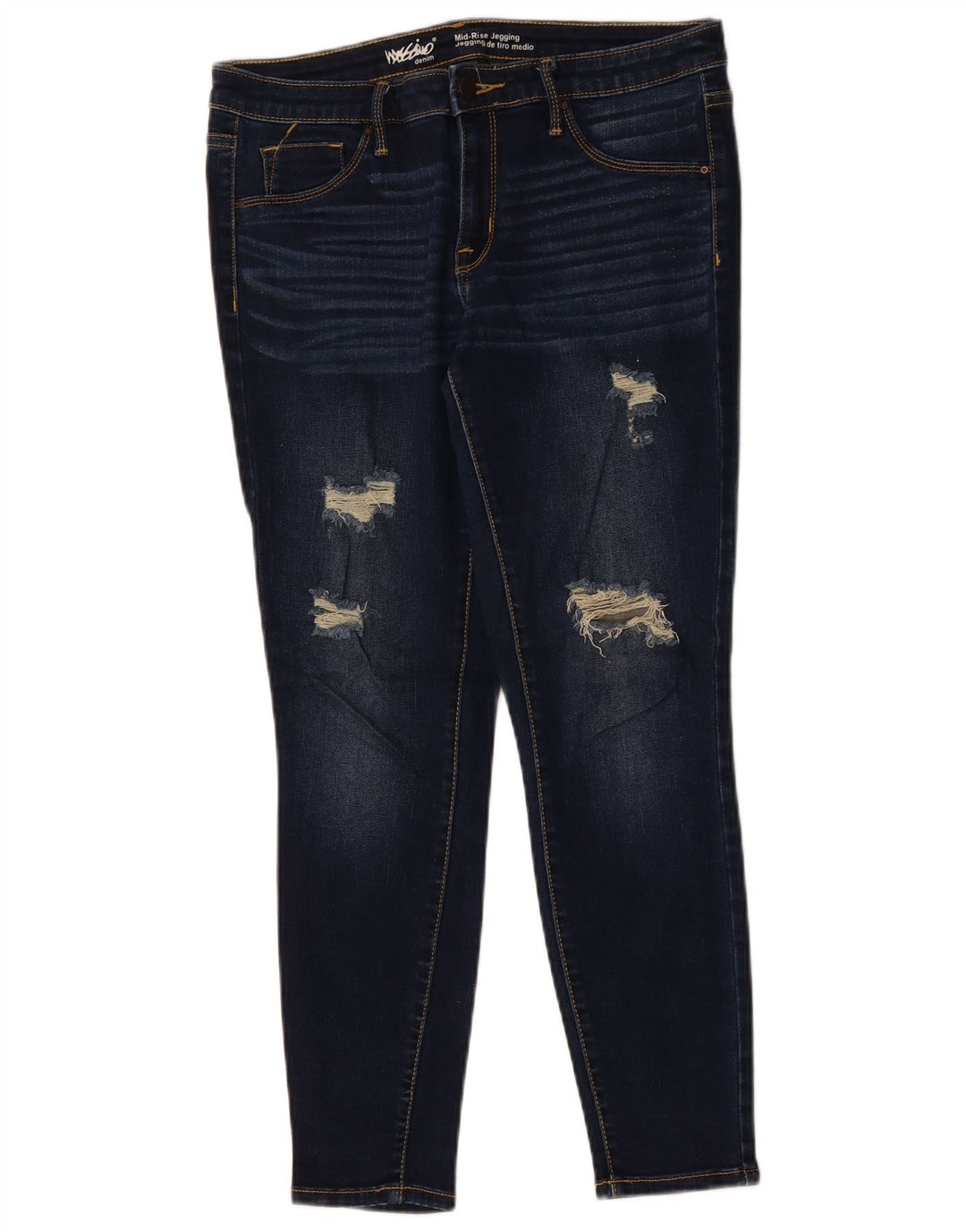 MOSSIMO Jeans ajustados desgastados de talle medio para mujer US 10 Medium W30 L27 Azul