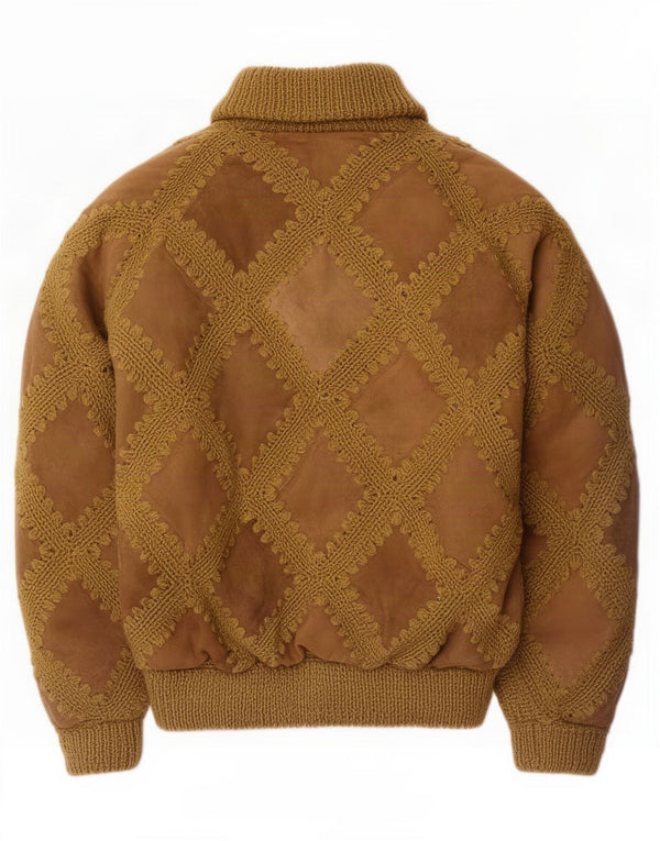 Vintage mujer ante bomber chaqueta Reino Unido 18 XL marrón
