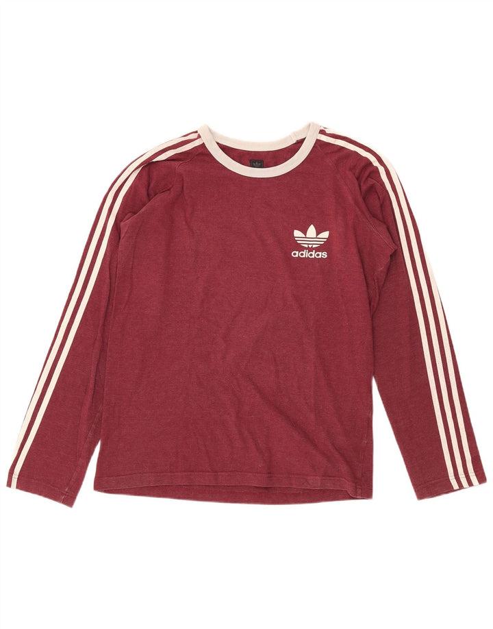 Adidas Hombre Top Manga Larga Algodón Burdeos Medio