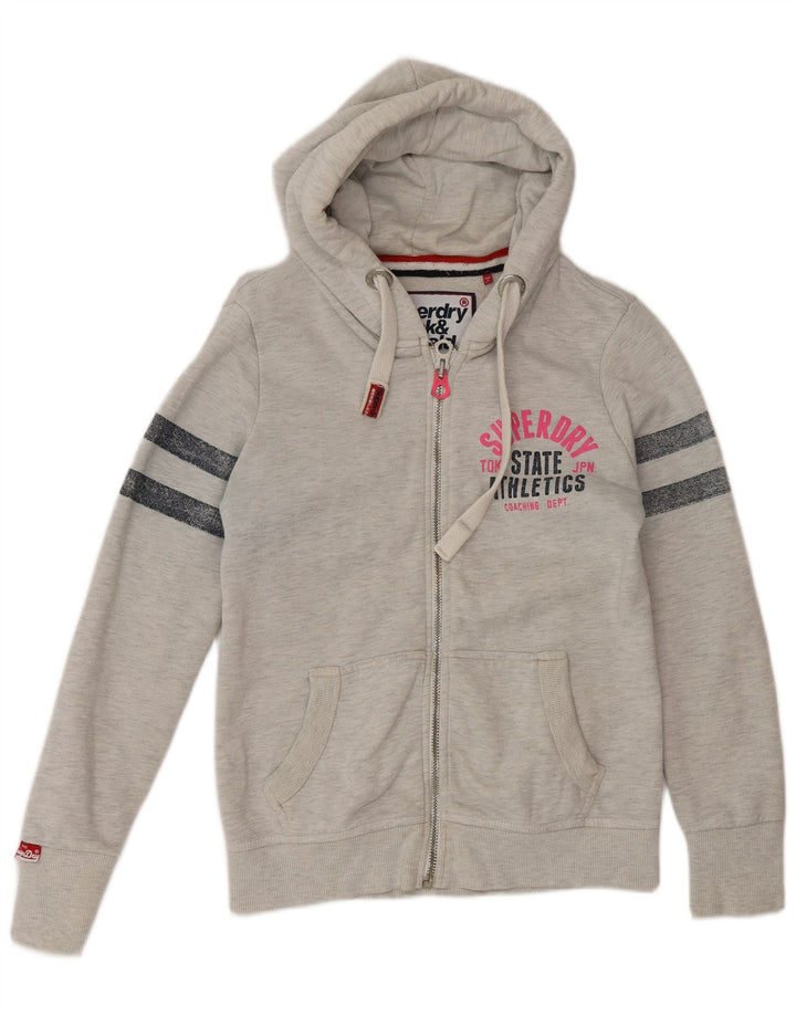 Superdry Sudadera con capucha y cremallera gráfica para mujer Reino Unido 44 Algodón gris medio