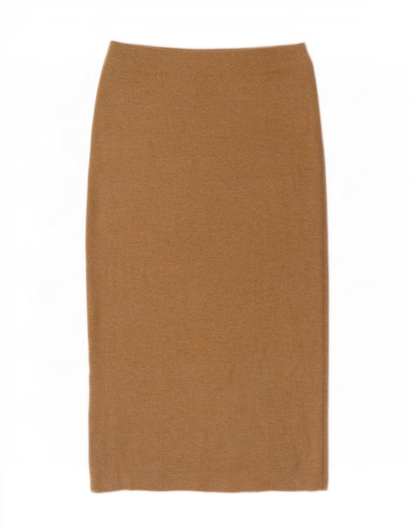 Zara Womens Knit Midi Skirt Small W26 Beige Polyester